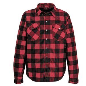 Skull Riderz Road Armor Protective Biker Shirt Mesh Red Plaid Flannel Shell L1 S